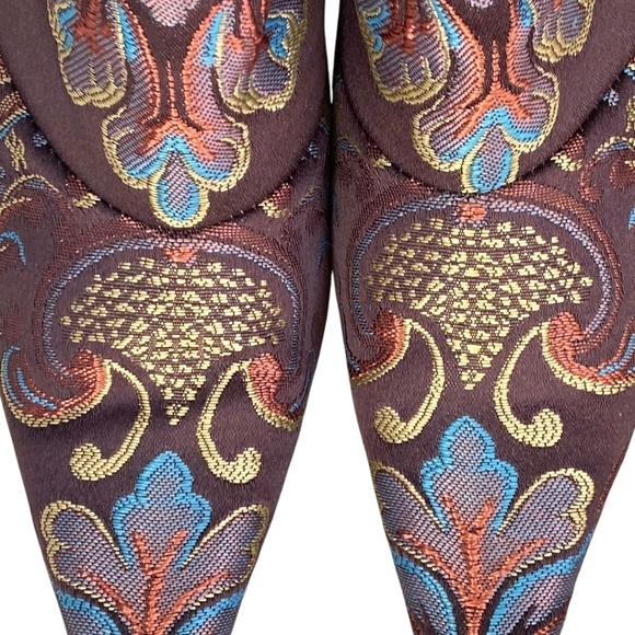ROCKWELL THARP Signed Brocade Booties Chocolate Gold Turquoise Size 38 - Picture 9 of 11